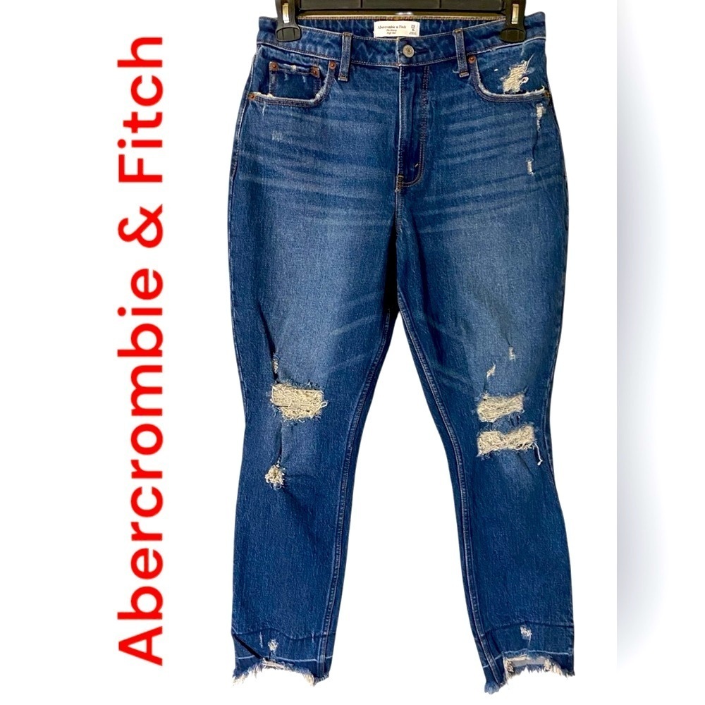Abercrombie & Fitch Blue Distressed High Rise Jeans